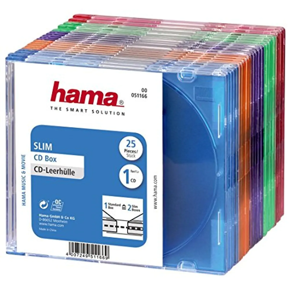 Hama Custodie CD Slim, Pack 25 Pezzi, Colorate