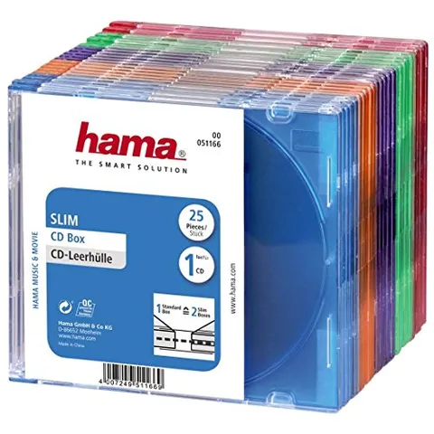 Hama Custodie CD Slim, Pack 25 Pezzi, Colorate