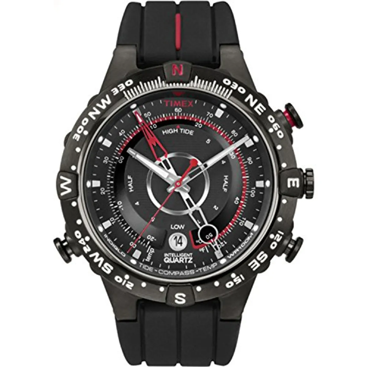 Timex T2N720 - Orologio intelligente da uomo al quarzo, 45 mm, con display analogico nero e cinturino in silicone nero