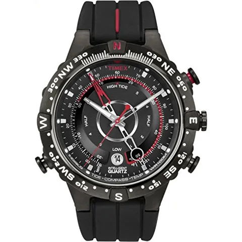 Timex T2N720 - Orologio intelligente da uomo al quarzo, 45 mm, con display analogico nero e cinturino in silicone nero