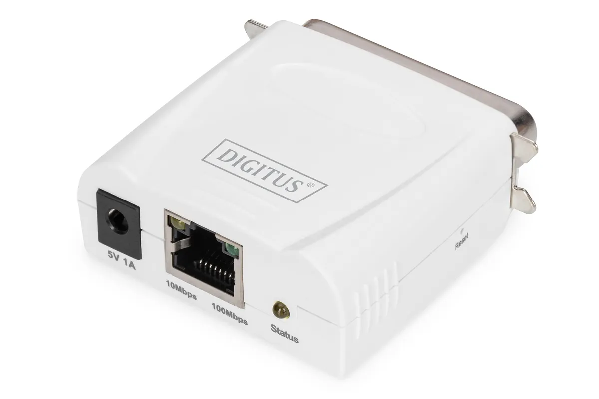 Digitus DN13001 Print Server di Rete con Una Porta Rj45 10/100 Mbps per Stampanti Centronics Parallele 36 Poli