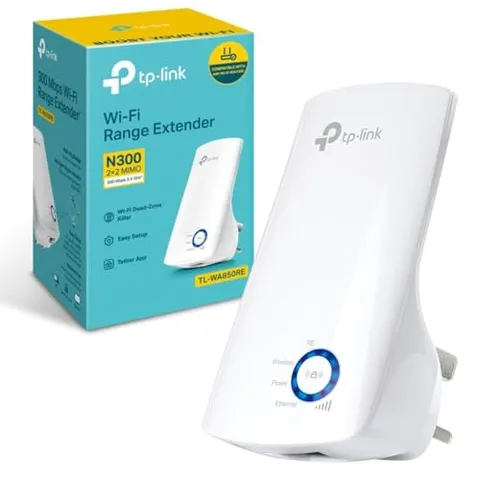 TP-Link TL-WA850RE N300 Universal Range Extender, Broadband/Wi-Fi Extender, Wi-Fi Booster/Hotspot with 1 Ethernet Port, Plug and Play, Built-in Access Point Mode, UK Plug, White