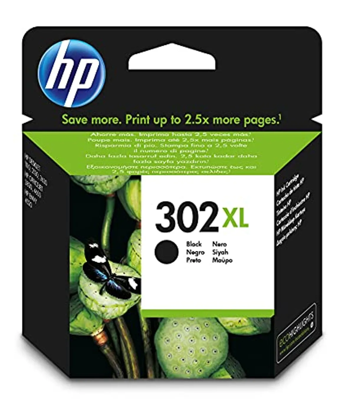 HP 302XL Nero, F6U68AE, cartuccia originale, alta capacità, compatibile con stampanti DeskJet 1110, 2130 e 3630, OfficeJet 3830 e 4650, ENVY 4520