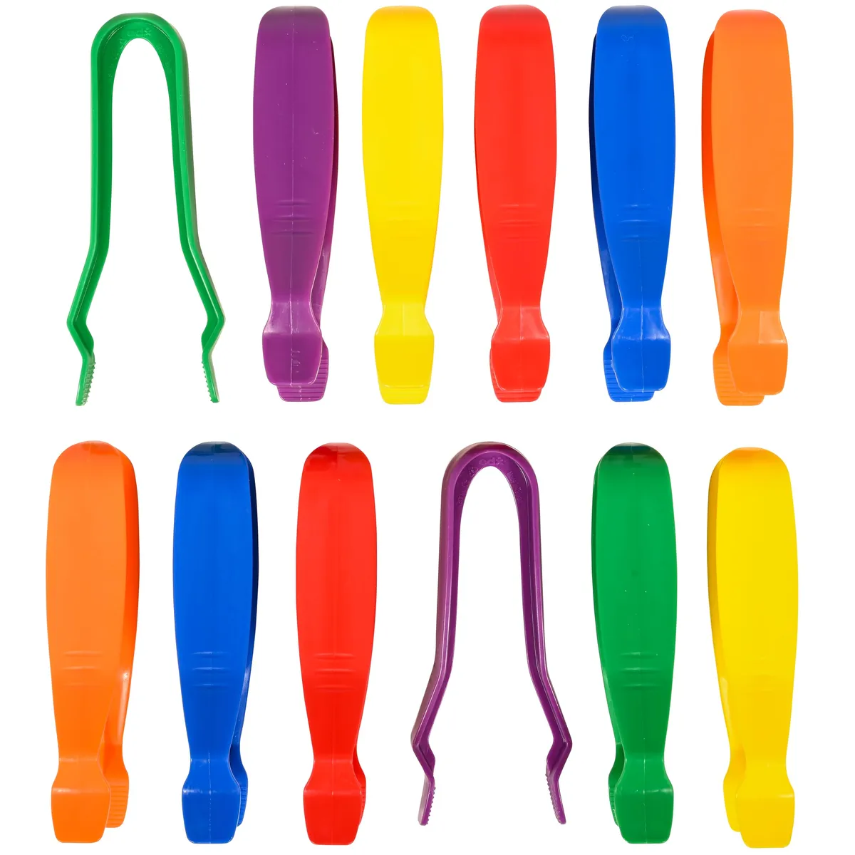 edxeducation Pinzette Jumbo – Set di 12 – Età 18 m Plus – 6 colori – Pinzette in plastica per bambini – Pinze per bambini per abilità motorie fini e bidoni sensoriali