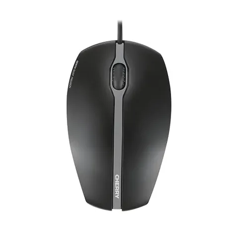 CHERRY GENTIX SILENT, Mouse Con Filo, Pulsanti Silenziosi Senza Clic, Sensore Ottico (1.000 dpi), Design Simmetrico, Cavo da 1,8 m, USB 2.0, Nero