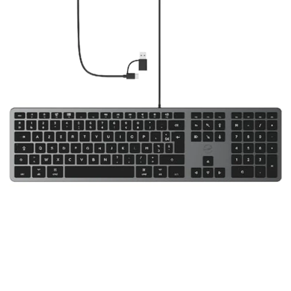 Mobility Lab Clavier Filaire AZERTY per Mac - Design Fin et Ergonomique pour un Confort Optimal - Gris Sidéral et Noir - Compatibile con, Mac Mini - Plug and Play - Tasti Silenziosi