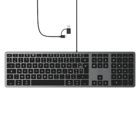 Mobility Lab Clavier Filaire AZERTY per Mac - Design Fin et Ergonomique pour un Confort Optimal - Gris Sidéral et Noir - Compatibile con, Mac Mini - Plug and Play - Tasti Silenziosi