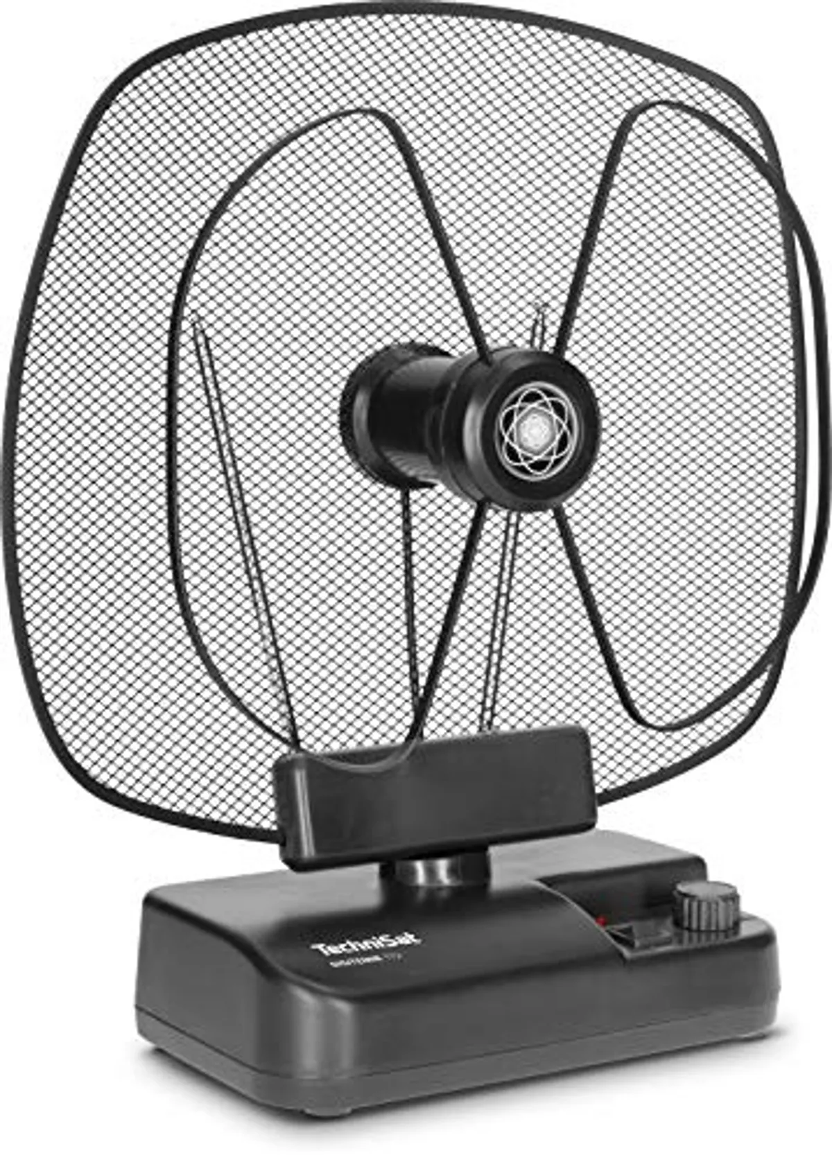 TechniSat DIGITENNE TT2 - antenna da interno orientabile (antenna amplificata a banda intera da 36 dB con filtro LTE4 per la ricezione di segnali DVB-T/-T2, DAB+ e FM, interruttore di alimentazione)