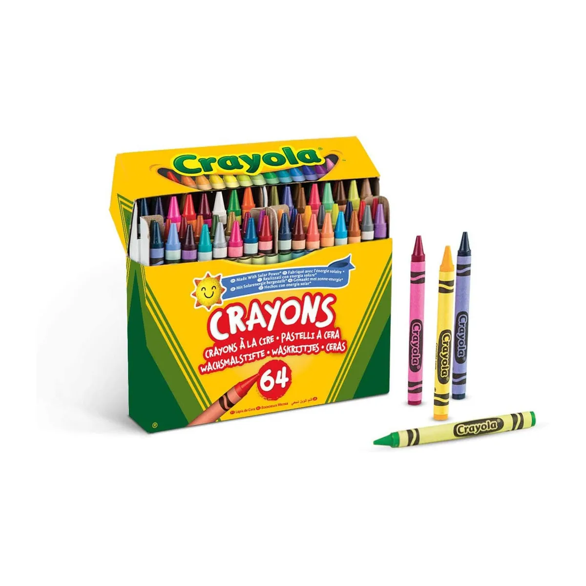 CRAYOLA Pastelli a cera 64 colori, argento e azzurro chiaro
