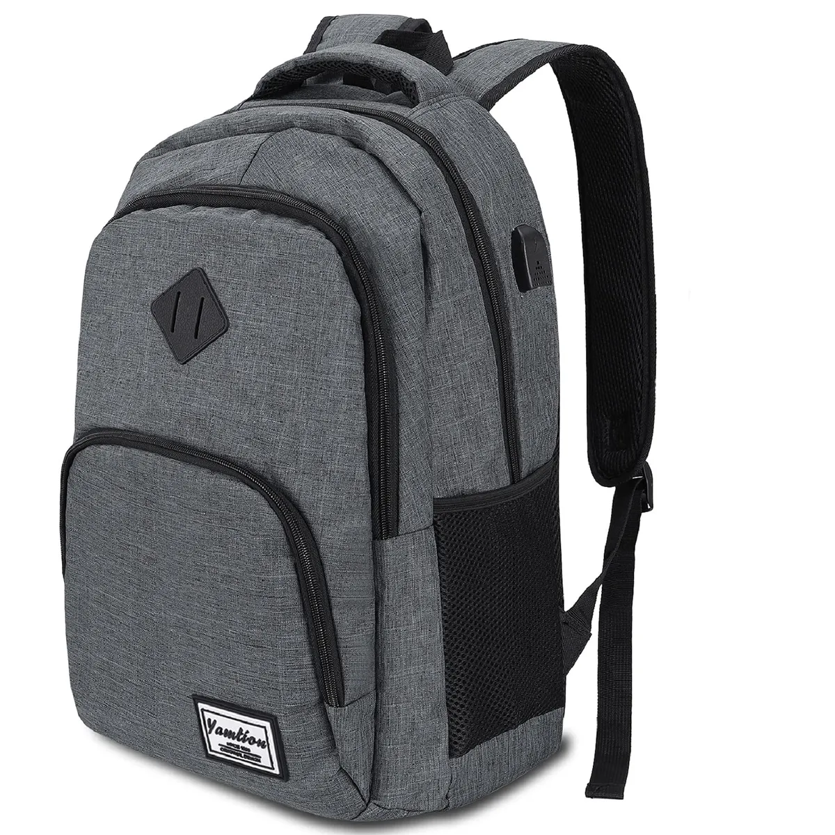 YAMTION - Zaino per laptop da 17,3 pollici (43,8 cm), impermeabile, con porta di ricarica USB, per università, tempo libero, affari, scuola, B6, grigio scuro