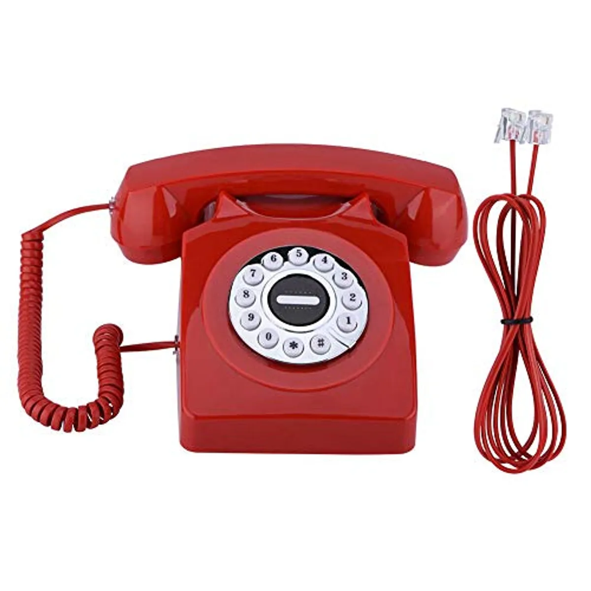 Telefono con filo, telefono fisso Stile occidentale antico Numeri di telefono antichi Memoria Suono chiaro con vivavoce con ID chiamante Telefono retrò(Red)