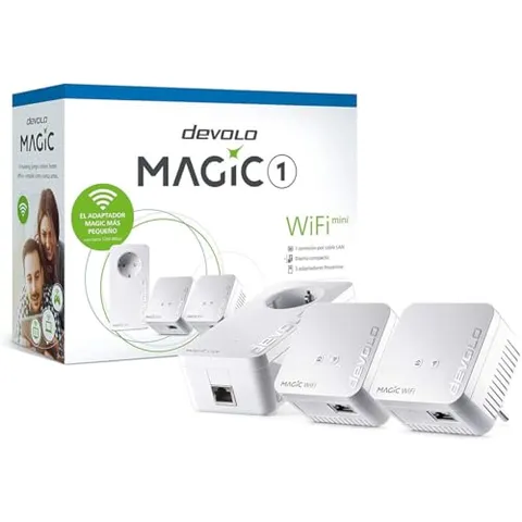 Devolo Magic 1 WiFi Mini Compact Starter Kit Powerline Wifi con Cavi di Corrente, Mesh, Tecnologia G.hn, Bianco