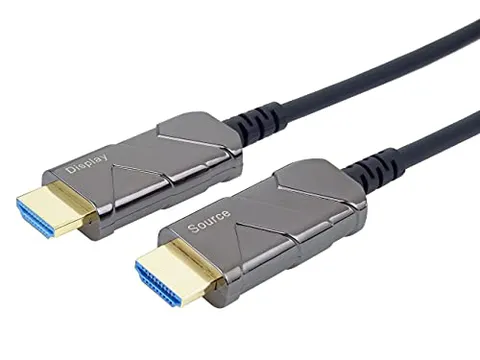 PremiumCord 8K Cavo in Fibra Ottica HDMI 2.1, velocità Ultra Elevata 48 Gbit/s, 3D, EDID, Arc, HDR, Risoluzione 8K@60Hz 4320p, 4K@120Hz, Compatibile con PS5, Xbox Series X, PC, TV, Placcato Oro, 7 m