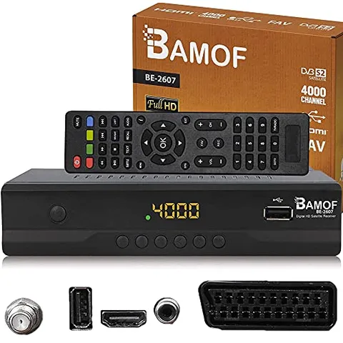 Bamof BE-2607 - Ricevitore satellitare digitale (HDTV, DVB-S/S2, HDMI, SCART, 2 x USB 2.0, Full HD 1080p) [Preprogrammato per Astra Hotbird Türksat] [Classe energetica A+++]