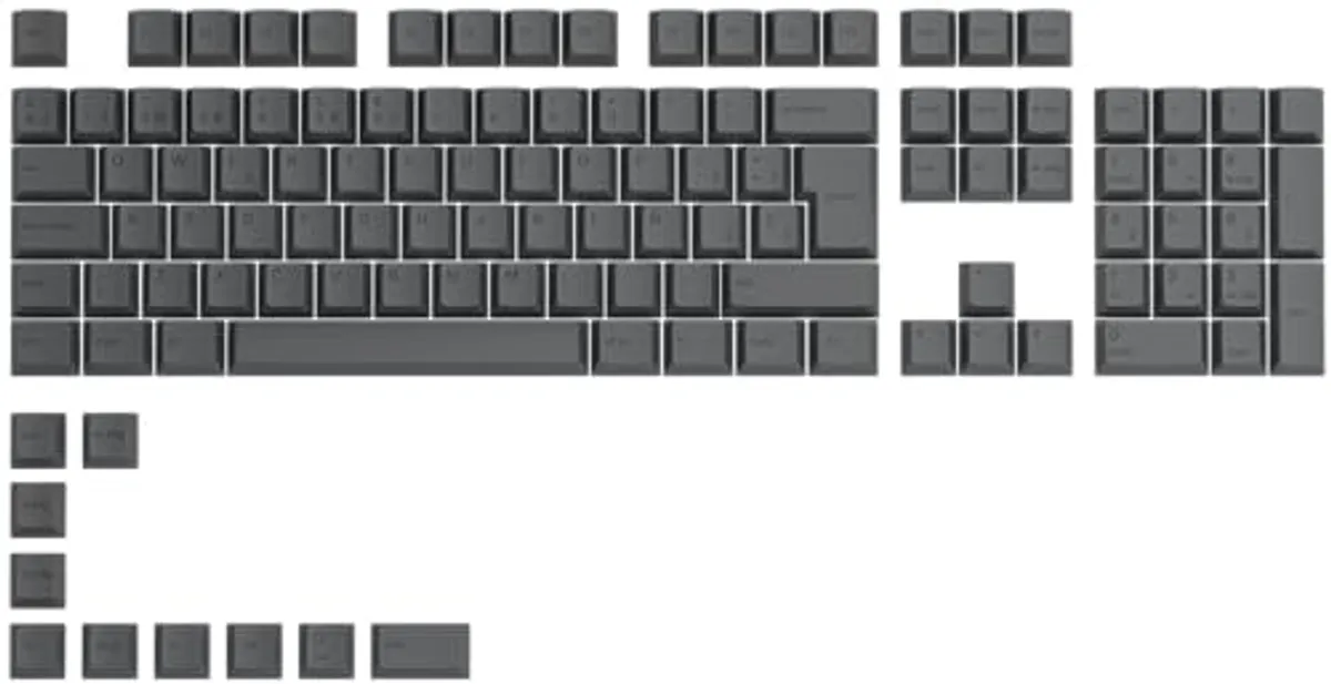 Glorious Gaming 115 GPBT Keycaps - Profilo Cherry, plastica PBT resistente, aspetto accattivante, suono superiore, caratteri originali, layout spagnolo - Nero cenere