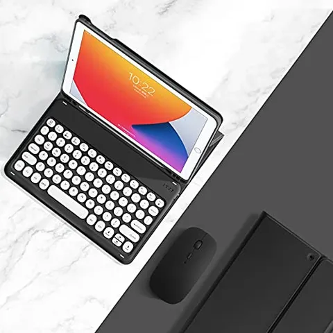 YEEHi Custodia per tastiera e mouse per iPad Pro 11" (4a/3a/2a/1a generazione) custodia con simpatico tasto rotondo Bluetooth staccabile colore tastiera cover con portamatite (viola)