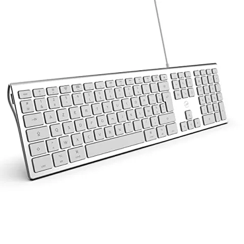 MOBILITY LAB - Clavier Filaire Mac avec Hubs USB Intégrés - Design Solide et Résistant aux Éclaboussures - Connexion USB Plug and Play Facile - Compatible Mac, - Idéal pour Bureaux, Étudiants