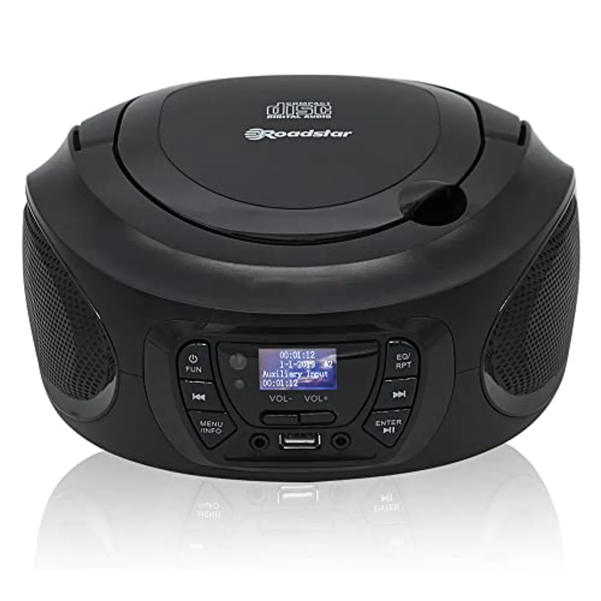 Roadstar CDR-375D+/BK Radio CD Player Portatile DAB / DAB+ / FM, Lettore CD-MP3, CD-R, CD-RW, Porta USB, Stereo, Telecomando, AUX-IN, Uscita Cuffie, Nero