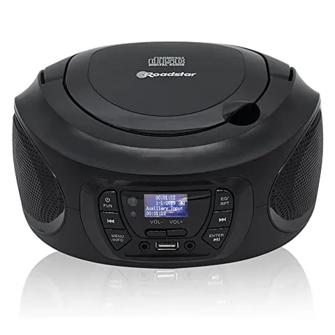 Roadstar CDR-375D+/BK Radio CD Player Portatile DAB / DAB+ / FM, Lettore CD-MP3, CD-R, CD-RW, Porta USB, Stereo, Telecomando, AUX-IN, Uscita Cuffie, Nero