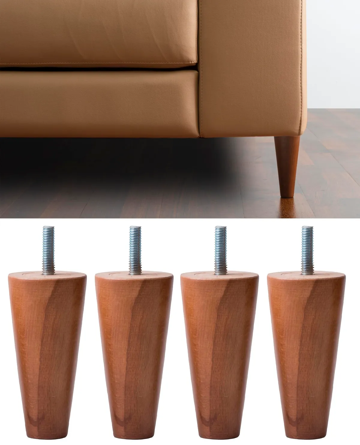 Piedini Mobili Legno Noce Set 4 pezzi