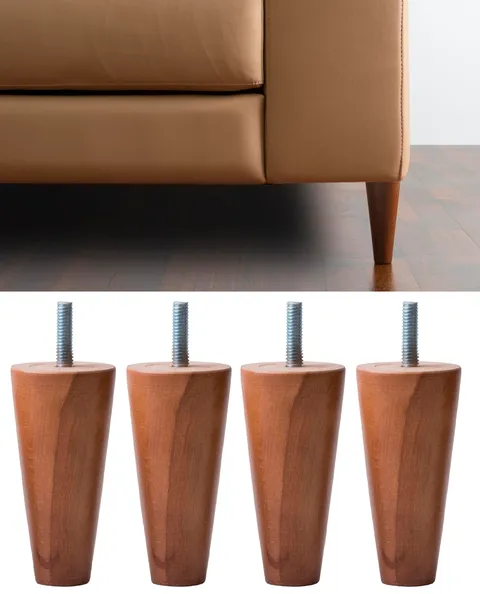 Piedini Mobili Legno Noce Set 4 pezzi