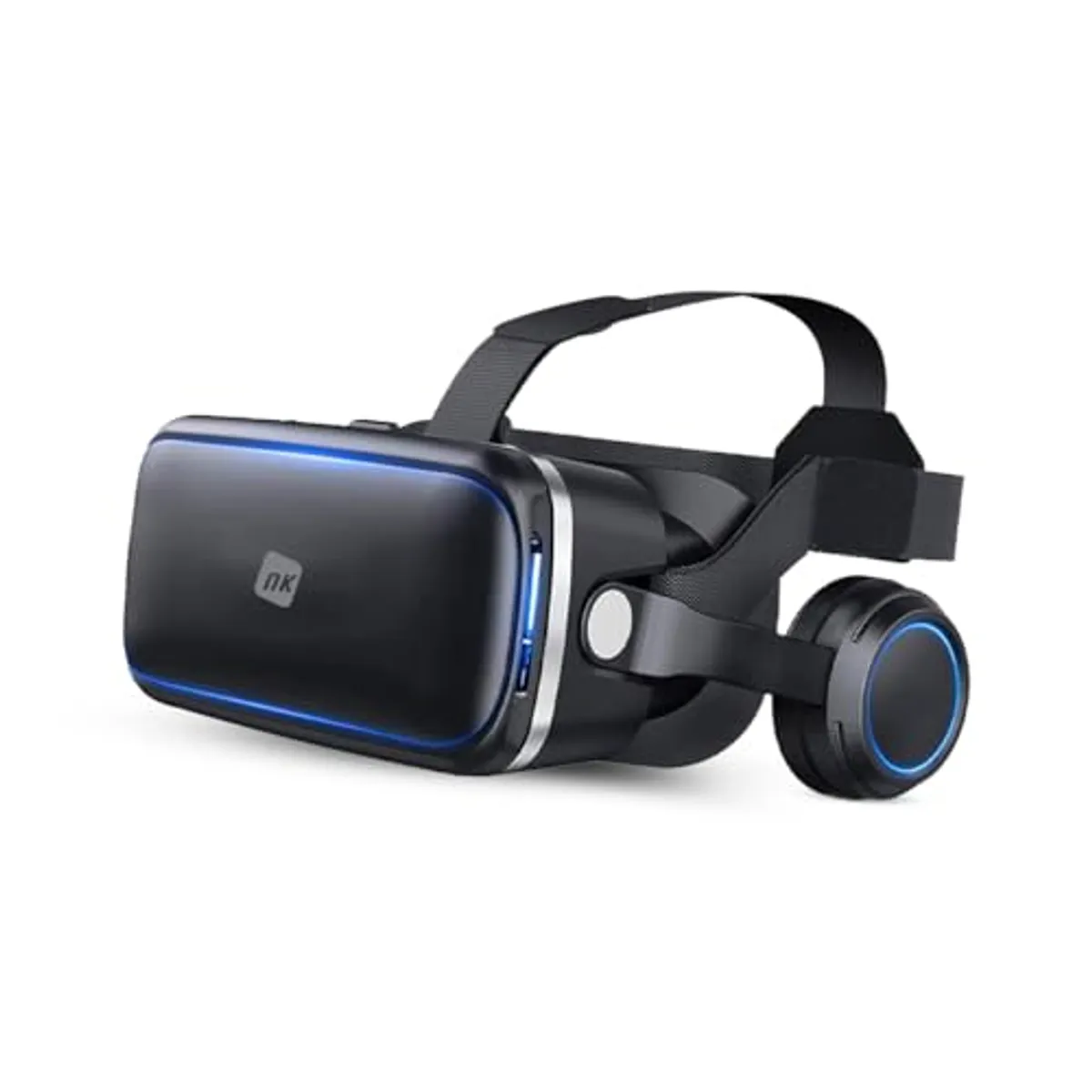 NK Occhiali 3D VR per Smartphone – Visore Intelligenti di Realtà Virtuale con Audio per Smartphone tra 4,7" - 6,53", Angolo Visione 90 - 100º, Rotazione 360°, Obiettivo e Pupilla Regolabile - Nero