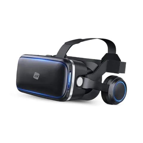 NK Occhiali 3D VR per Smartphone – Visore Intelligenti di Realtà Virtuale con Audio per Smartphone tra 4,7" - 6,53", Angolo Visione 90 - 100º, Rotazione 360°, Obiettivo e Pupilla Regolabile - Nero