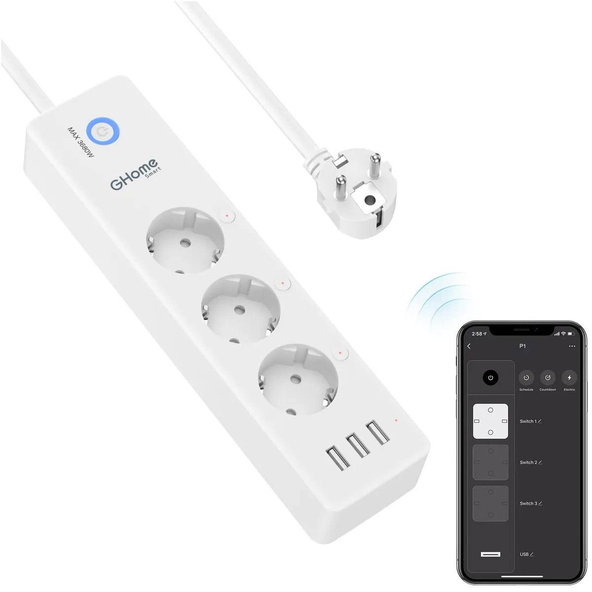 Multipresa WiFi GHome con 6 prese e USB – Come nuovo