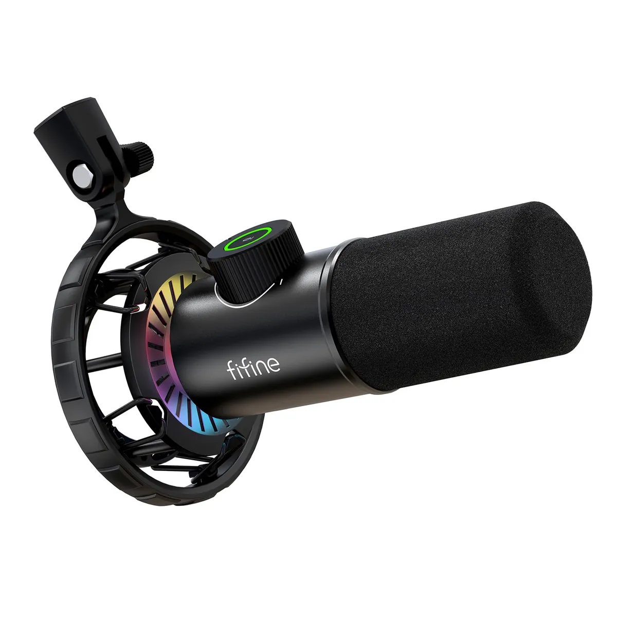 FIFINE Gaming Microfono USB per PC, Dinamico Microfoni Cardioide con RGB Supporto Antiurto, Pulsante di Silenziamento e Filtro Anti-Pop, per Podcasting YouTube Gaming Discord