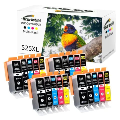 Starlet24 20x 525xl 526xl Cartucce Compatibili per Canon PGI-525 CLI-526 per Pixma MG5150 MG5250 MG5340 MG5350 MG6150 IP4850 IP4950 IX6550 (4 PGBK 4 Nero 4 Ciano 4 Magenta 4 Giallo)