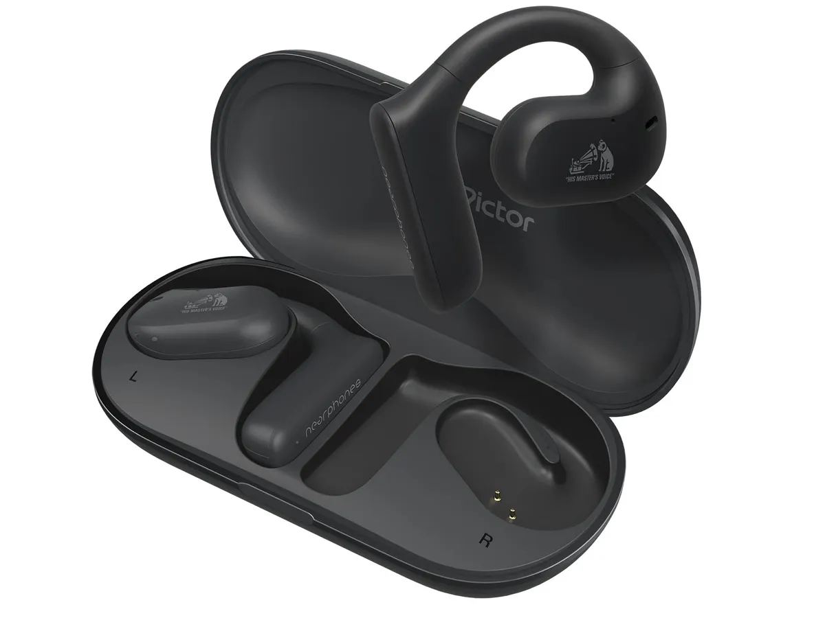 JVC Nearphones, Auricolari True Wireless,Design Open Ear,Cancellazione del Rumore per chiamate cristalline, Water Proof (IPX4), Mic Muting, 17Ore di Riproduzione, Bluetooth5.1, HA-NP35T-B (nero),unica