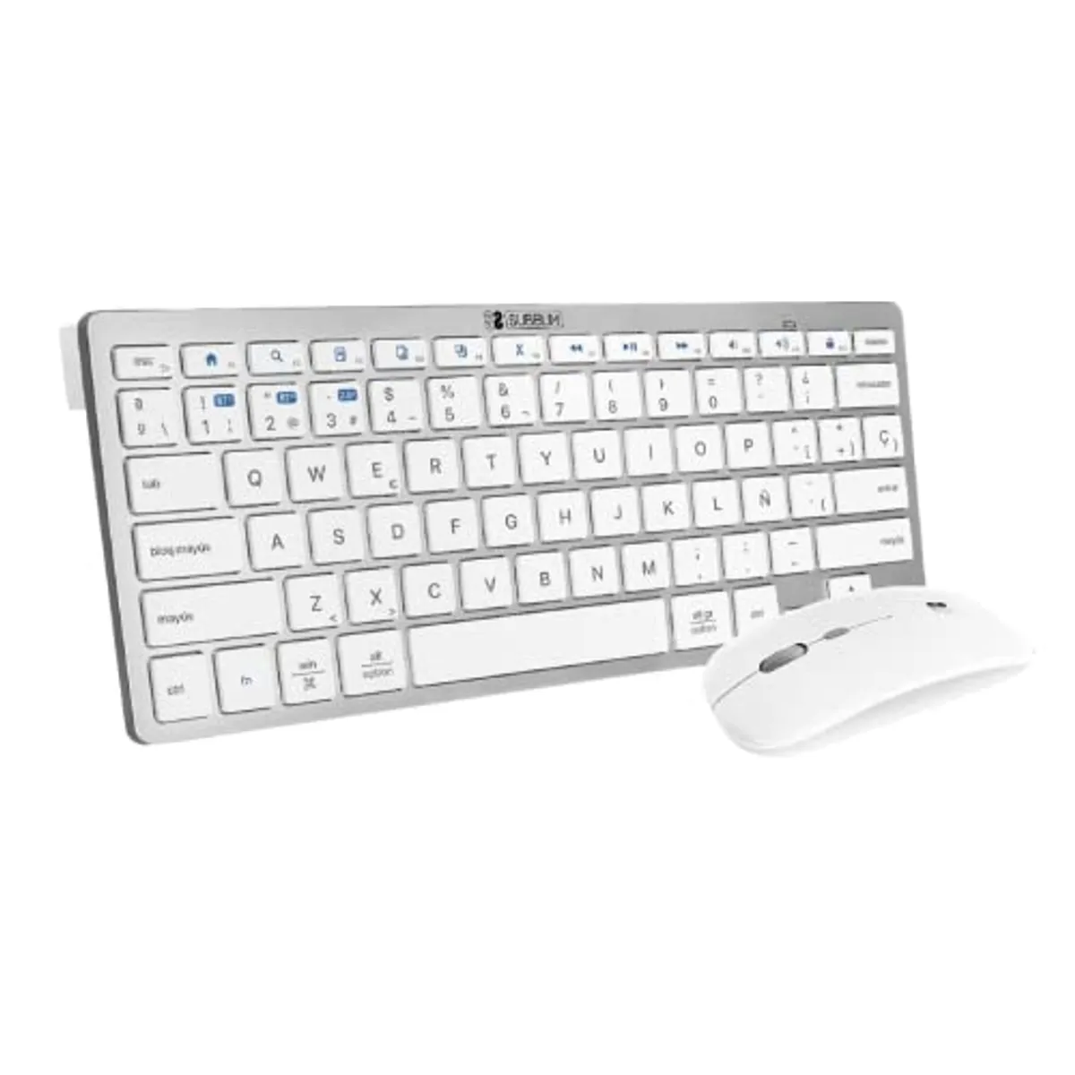 SUBBLIM Combo con tastiera e mouse Bluetooth, ricevitore USB RF 2.4G, compatto, per portatile e computer portatile, tecnologia SilentTouch, tastiera spagnola, argento
