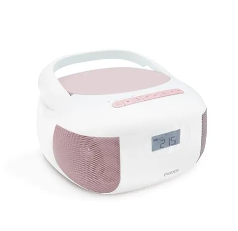 Metronic 477185 - Lettore CD radio portatile Bluetooth Eden, MP3 con porta USB, lettore di schede micro SD, stazione radio CD, colore: rosa