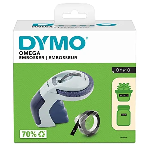 DYMO Etichettatrice per goffratura Omega, piccola etichettatrice con rotella di scatto e design ergonomico, per casa, fai da te e artigianato (£/€, Ä, Ö & Ü)