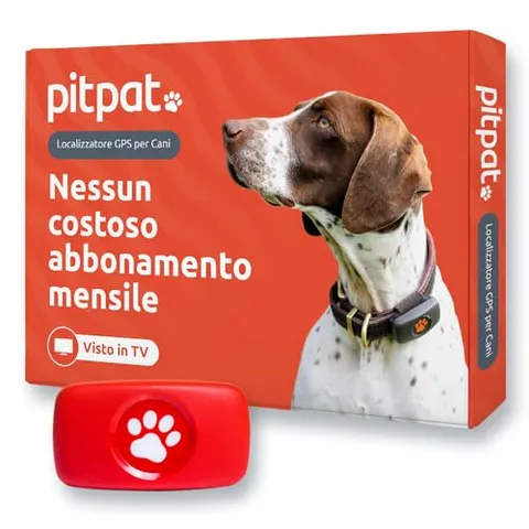 PitPat Localizzatore GPS per cani, non richiede abbonamento, adatto a tutti i cani e si adatta a tutti i collari, smart activity tracker, tracciamento satellitare con portata illimitata (Rosso)