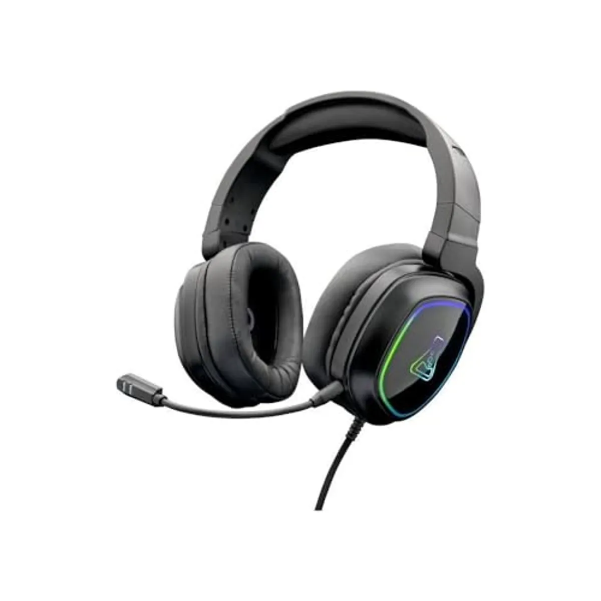 THE G-LAB - Korp Radium Cuffie Gamer con Microfono Detachable, Cuffie da Gioco con LED Luce, Cuffie Filo Gaming Suono Stereo Bass 3.5mm Jack con PS4/PS5/Xbox/Switch/PC Nero