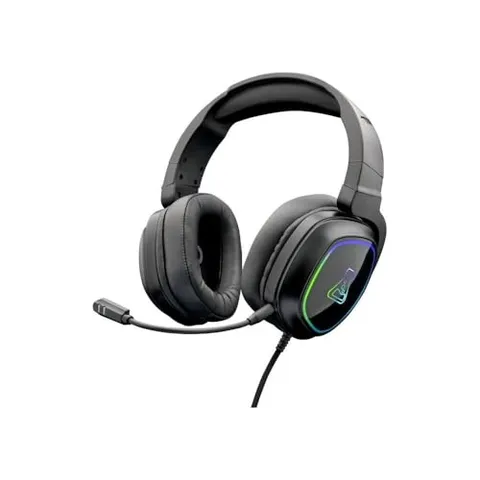 THE G-LAB - Korp Radium Cuffie Gamer con Microfono Detachable, Cuffie da Gioco con LED Luce, Cuffie Filo Gaming Suono Stereo Bass 3.5mm Jack con PS4/PS5/Xbox/Switch/PC Nero