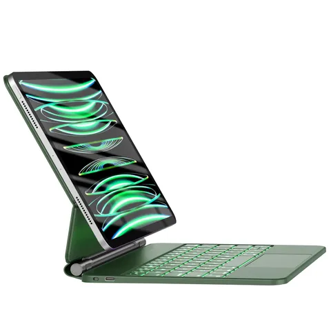 HOU tastiera per iPad Air 11"(M2 2024/M3 2025)/Air 5th/Air 4th generazione iPad Pro 11" (4a/3a/2a/1a) generazione,design magnetico galleggiante,trackpad e tastiera Disposizione italiana,bianco
