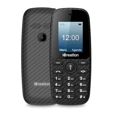 iCreation C10 - Cellulare flip nero con schermo da 1,8”, batteria da 800mAh, compatte e leggere (73g), molto facile da usare, vibrazione, Bluetooth e Dual SIM