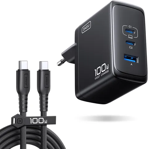 Caricatore INIU 100W USB C GaN Multiplo Nero