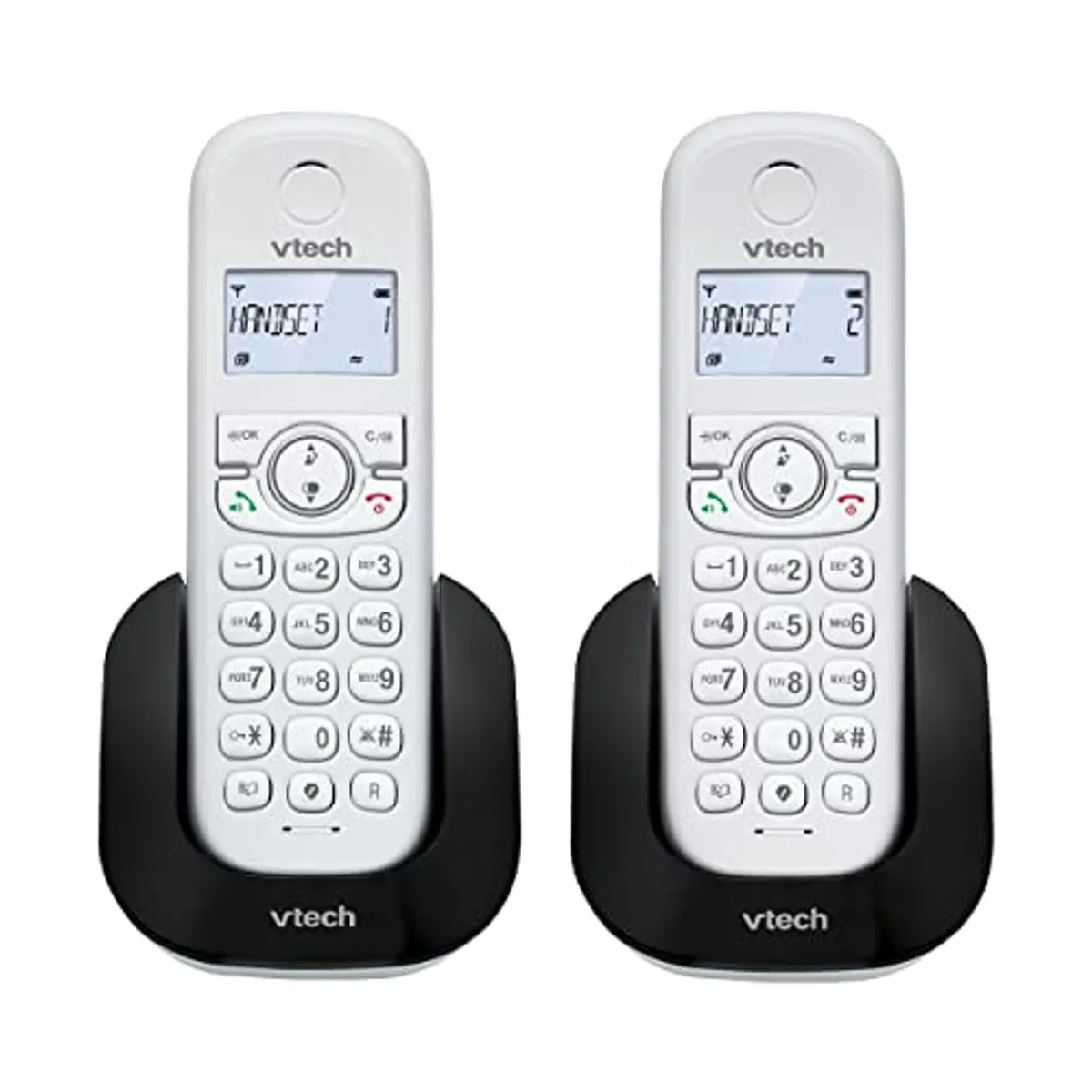 VTech CS1501 Telefono Cordless Casa Duo, Telefono fisso DECT con vivavoce e blocco chiamate, doppia ricarica, identificatore di chiamata, LCD Display retroilluminato e tastiera, modalità ECO, Bianco