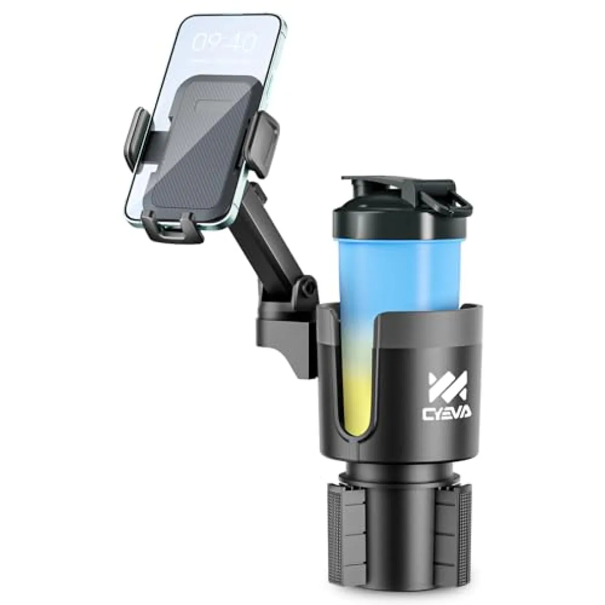 CYEVA Supporto per cellulare 2 in 1, per auto, con braccio lungo con rotazione a 360°, compatibile con tutti gli smartphone