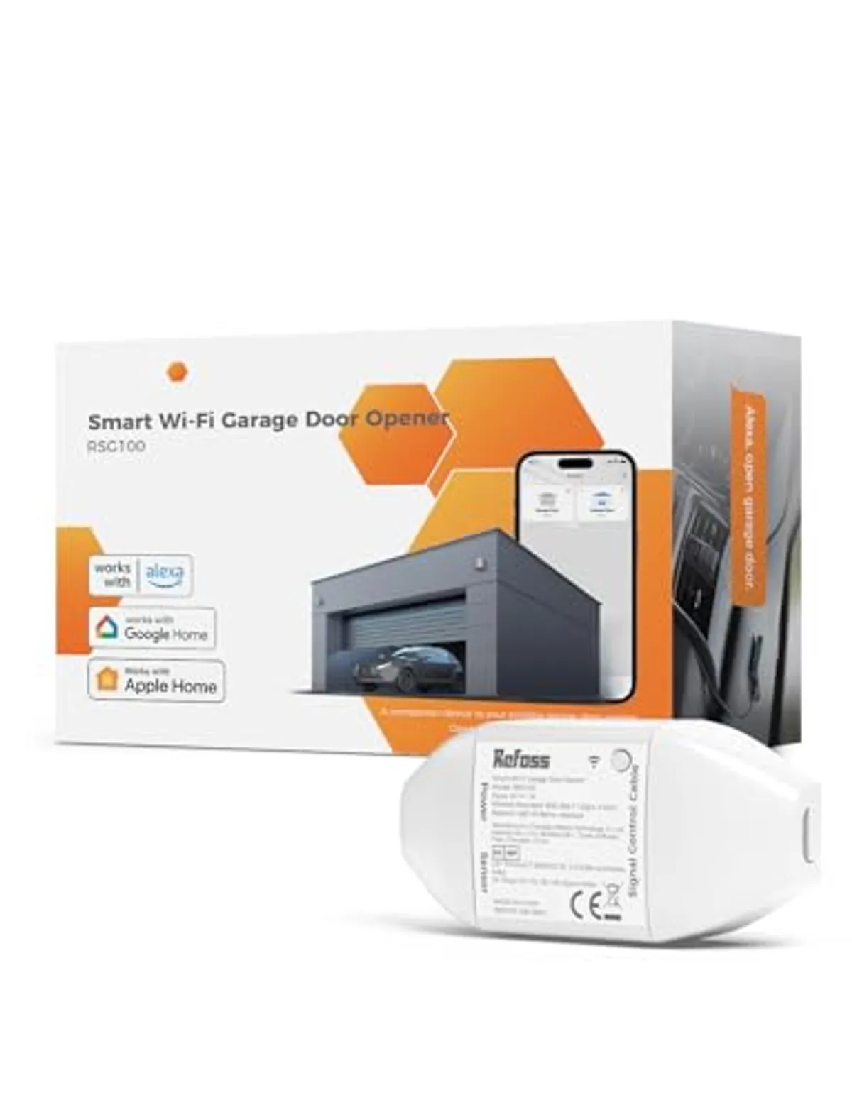 Refoss WiFi Apriporta Garage Door Opener Smart Apricancello Intelligente, APP Controllo Remoto, Compatibile con Apple HomeKit, Alexa, Google Home, Nessun Hub Richiesto