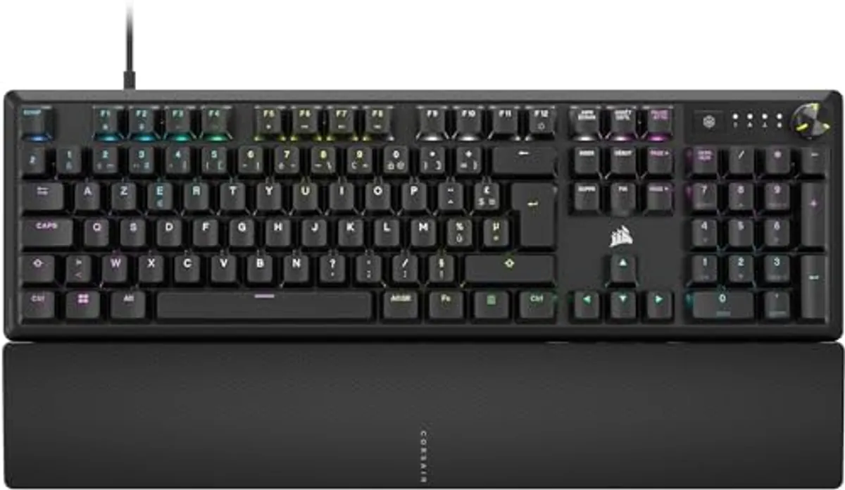 Corsair K70 Core RGB Tastiera Meccanica di Gioco con Poggiatempo - Tasti lineari pre-lubrificati MLX Red - Ammortamento del Suono - Compatibile con iCUE - AZERTY FR Layout - Nero