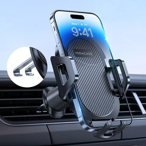 Miracase Supporto per cellulare auto 【2023 nuovo doppio gancio: supporto universale per cellulare auto, rotazione a 360 gradi, per iPhone 15/14/13/12 Pro Max Plus/Samsung e smartphone da 4-7 pollici