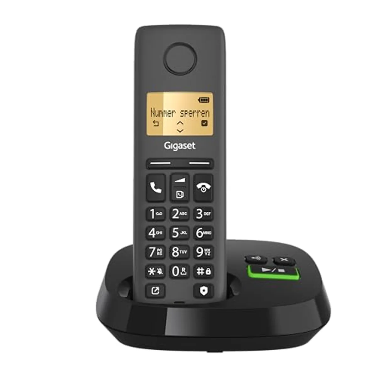 Gigaset Pure 120A - Telefono senza fili - Telefono DECT con segreteria telefonica - Display retroilluminato - Compatibile con apparecchi acustici, protezione chiamate indesiderate, Nero Antracite