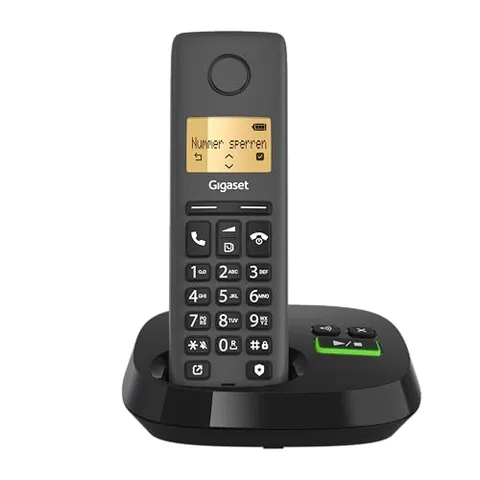 Gigaset Pure 120A - Telefono senza fili - Telefono DECT con segreteria telefonica - Display retroilluminato - Compatibile con apparecchi acustici, protezione chiamate indesiderate, Nero Antracite