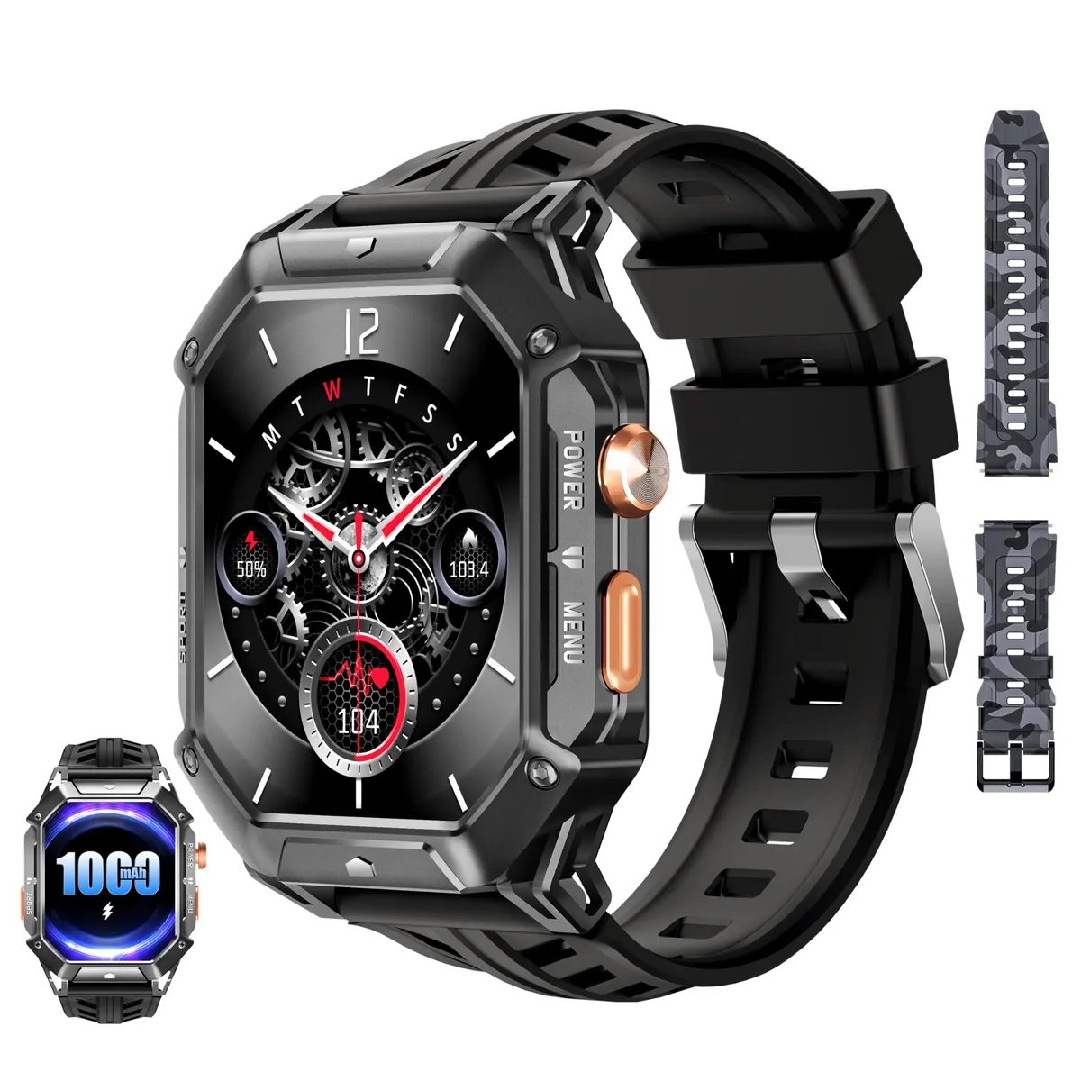 Oukitel BT80 (Montre connectée Robuste - 2.13'' - Réponse aux appels) Black