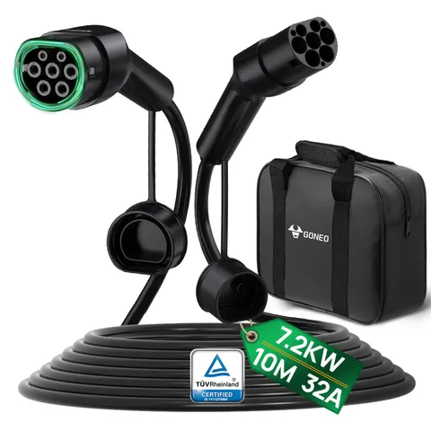 GONEO Tipo 2 Cavo di Ricarica 7,2kW 10M 32A 1 Fase Modalità 3 per E Auto EV/PHEV Cavo di Ricarica con Custodia per il Trasporto