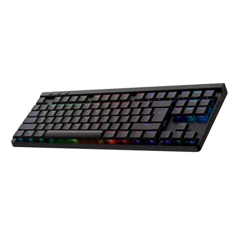 Logitech G G515 LIGHTSPEED TKL Tastiera gaming wireless a profilo ribassato, LIGHTSYNC RGB, design sottile senza tastierino numerico, copritasti in PBT, switch meccanici Tactile, US INTL QWERTY - Nero